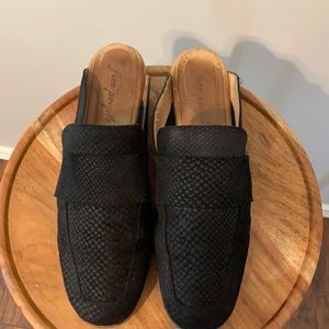 Free People slide black snakeskin mules